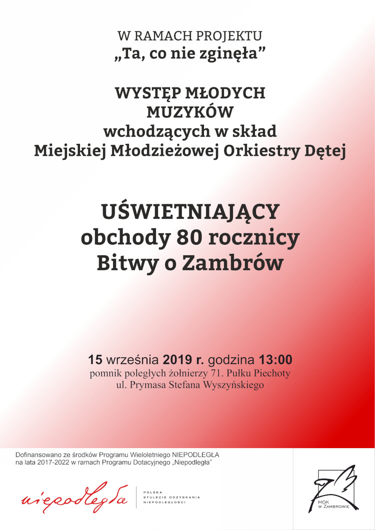 WYSTĘP MŁODYCH MUZYKÓW  , Zambrów dnia 15.09.2019r.