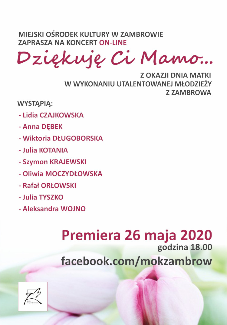 Plakat promujący występ koncert 'Dziękuję Ci Mamo..'