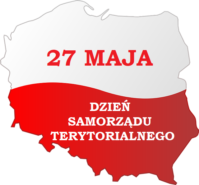 mapa polski z napisem - dzień samorzadu terytorialnego
